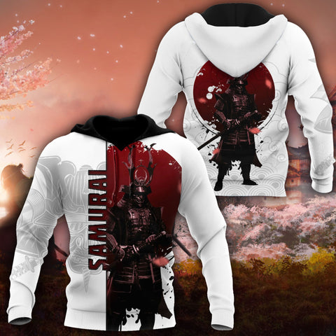 Men Samurai Hoodie White Premium 3D Printed Personalized Samurai Warrior Shirts MEI