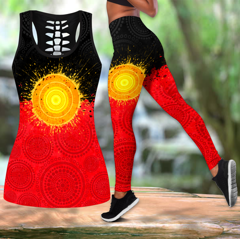 Aboriginal Flag Indigenous Sun Painting Art  Combo Legging Tank