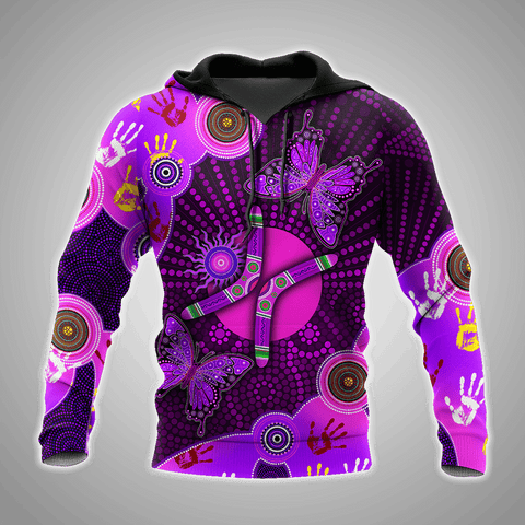 Aboriginal Naidoc Week 2021 Purple Butterflies 3D All Over Printed Shirts