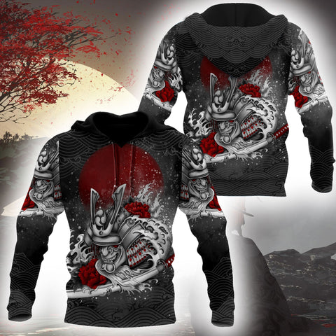 Men Samurai Hoodie Premium 3D Printed Samurai Flower Shirts MEI