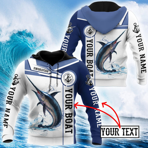 Custom name Swordfish fishing Catch and Release 3D Design print shirts