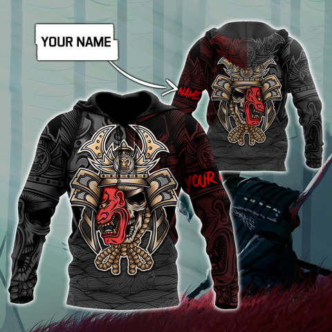 Men Samurai Hoodie Premium Personalized 3D Printed Oni Samurai Shirts