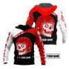 Men Racing Hoodie Red Personalized Name Motorcycle Racing 3D All Over Printed Unisex Shirts Red Skull