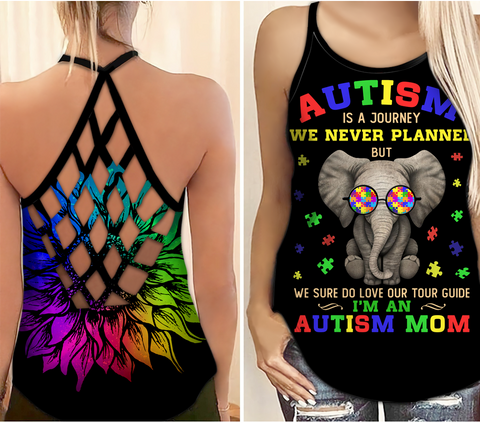 Elephant Autism Awareness Criss Cross Tank Top Autism Mom Autism Awareness Shirts Autism Awareness Gift For Mom HT