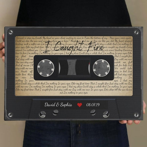 I Caught Fire Music Song Lyrics Cassette Tape Canvas Personalized Couple Gift HN
