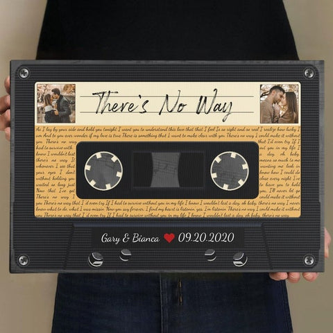 There's No Way Song Lyrics Black Cassette Tape Canvas Personalized Couple Gift HN