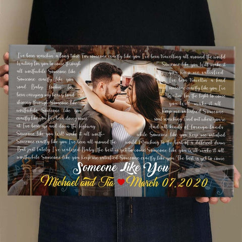 Custom Song Lyrics Heart Couple Canvas Wall Art Personalized Couple Gift Anniversary Gift HN