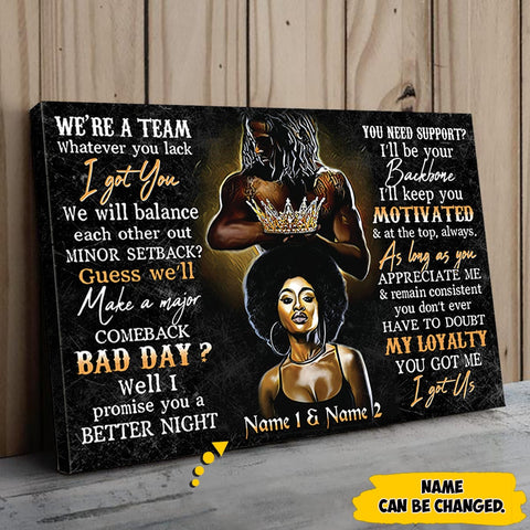 We're A Team Black People Perfect Gift For Couples Customized Canvas Wall Art Print Home Decor HT