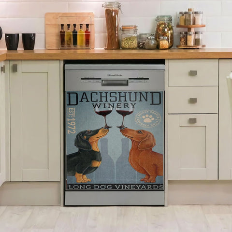 Dachshund Winery Long Dog Wineyards Dishwasher Cover Kitchen Decor Farmhouse Decorations HT