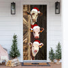 Cow Merry Christmas Door Cover Funny Cow Door Cover Christmas Home Decor Porch Home Holidays Decorations HN