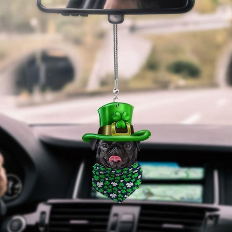 PUG GREEN HAT CAR HANGING ORNAMEN