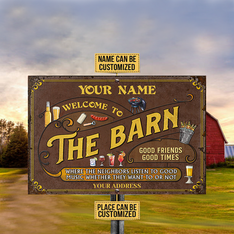 Personalized Welcome To The Barn Metal Sign