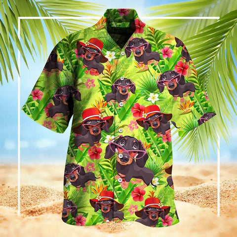 Dachshund Tropical Leaves Hawaiian Shirt 2