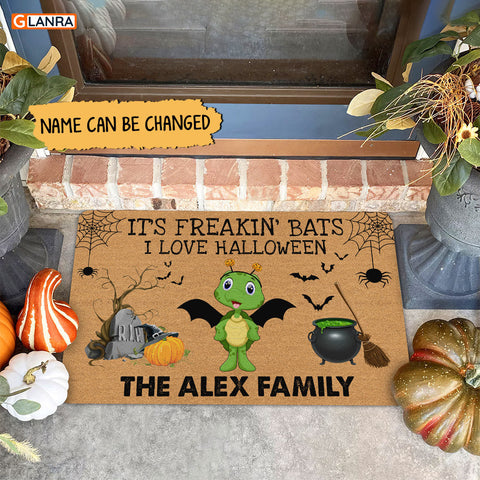 Personalized It's Freakin' Bats I Love Halloween Doormat Turtle Halloween Decorations Home Decor Mat HT