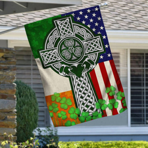Irish American Flag Irish Celtic Cross Flag St Patrick's Day Decorations HT