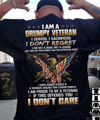 I Am A Grumpy Veteran Classic T-Shirt Eagle American Flag Gift Ideas for Veterans Best Military Gifts