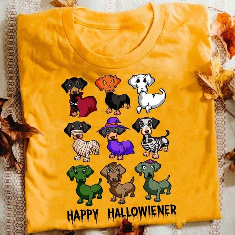 Happy Hallowiener Dachshund Halloween Shirt Classic T-Shirt Cute Shirt Gifts for Dachshund Lovers Cool Halloween Gifts