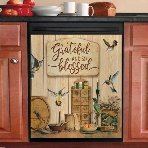 Grateful and so Blessed Hummingbird Dishwasher Cover Faith Dishwasher Cover Kitchen Decor Christian Gifts HT