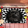 BLACK SKULL ILLUSION DOORMAT