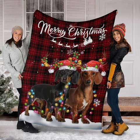 Dachshund Merry Christmas Sherpa Blanket Dachshund Christmas Fleece Blanket Christmas Gift for Dog Lovers