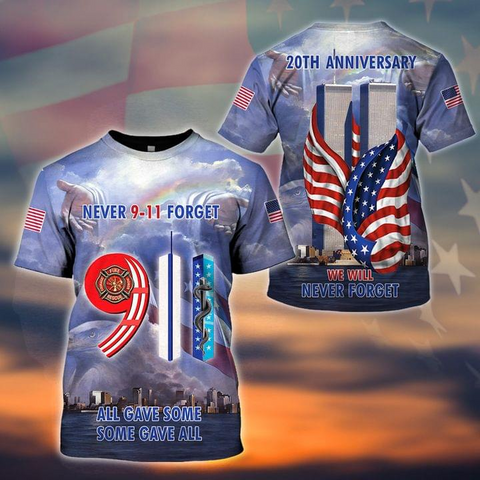 US Patriot day Never forget 911 T-shirt 3D