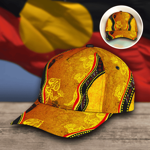 Aboriginal Rock Painting Hand Lizard Classic Cap