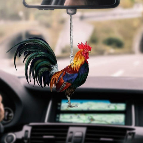 ROOSTER PAINTING CAR HANGING ORNAMENT