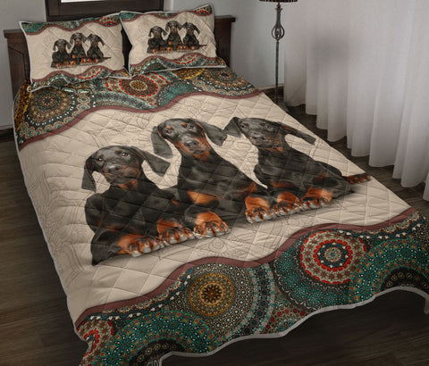 DOBERMAN - QUILT BEDDING SET TT014, Gift for Doberman Lover Dog Lover