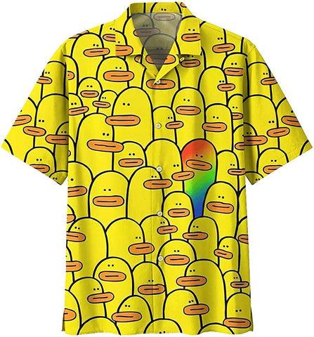 Yellow Duck LGBTQ Hawaiian Shirt Funny Duck Hawaii Shirts Duck Gifts Pride Gifts