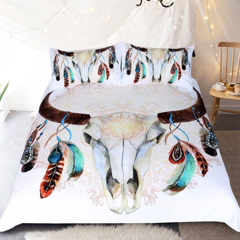 Skull Feather Bedding Set