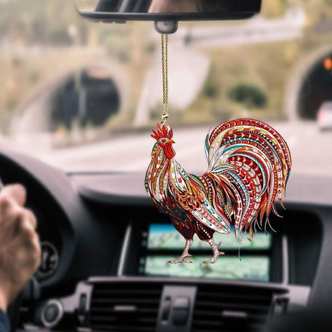 ROOSTER ART CAR HANGING ORNAMENT 1