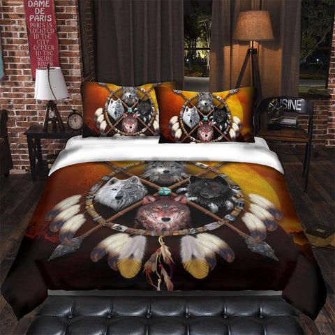 4 Wolves Warrior Bedding Set