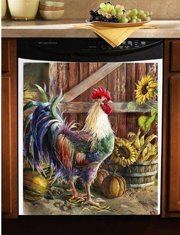 Farm Chicken Rooster Dishwasher Cover Kitchen Decor HT