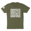 Unmasked Men's Apparel, Unmasked Shirt, Unmasked Unmuzzled Unvaccinated Unafraid Shirt, Unmasked Unmuzzled Unvaccinated Unafraid Tee, Unmasked Unmuzzled Unvaccinated Unafraid Gift Idea