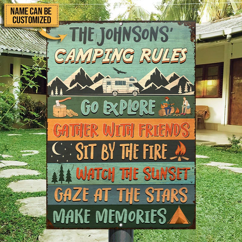 Camping Rules Go Explore Custom Classic Metal Signs