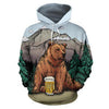 3D Camping Hoodie Brown Bear And Beer Full Size