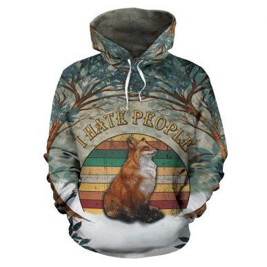 3D Camping Hoodie Fox I Hate People Full Size