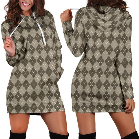 Chocolate Argyle Womens Hoodie Dress TL