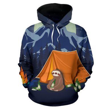 3D Camping Hoodie If I'm Drunk Sloth Dark Blue Full Size