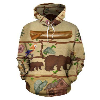 3D Camping Hoodie Wooden Boat Full Size