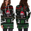Skull Gift Ugly Christmas Santa Skull Black Hoodie Dress