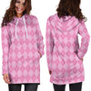 Pink Argyle Women's Hoodie Dress