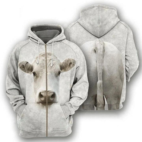 Cow Zip Hoodie 3D Cute 5