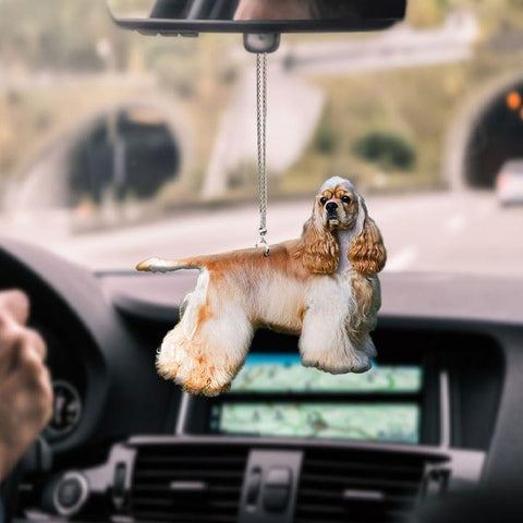 AMERICAN COCKER SPANIEL LOOK FAR AWAY CAR HANGING ORNAMENT