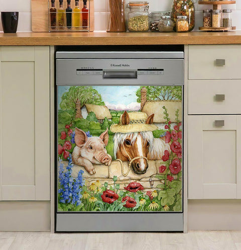 Horse Dishwasher Cover Cute Pig Horse Decor Kitchen Dishwasher Cover HT