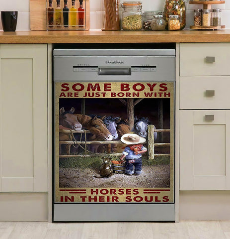 Some Boys Are Just Born With Horses  Decor Kitchen Dishwasher Cover
