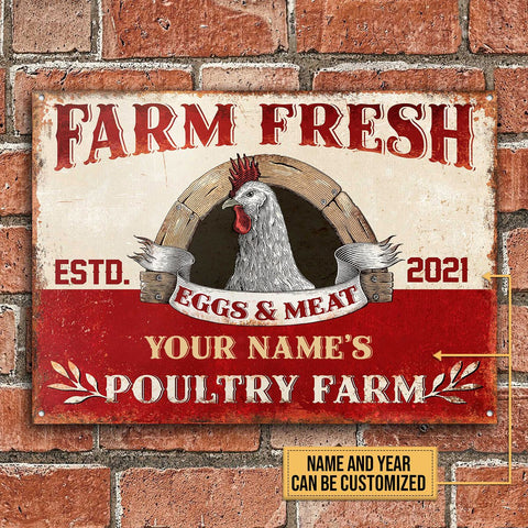 Personalized Chicken Eggs And Meat Customized Classic Metal Signs