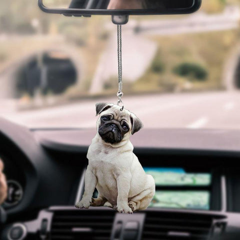 PUG CUTE SITTING CAR HANGING ORNAMENT