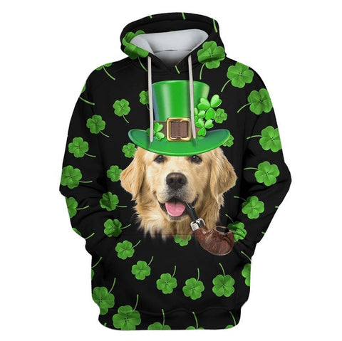 Golden Retriever Hat Shamrock Hoodie St Patrick's Day Clothes Dog Owners Gifts HT