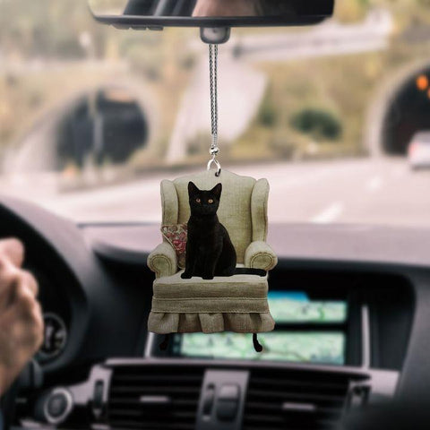 BLACK CAT CHAIR CAR HANGING ORNAMENT